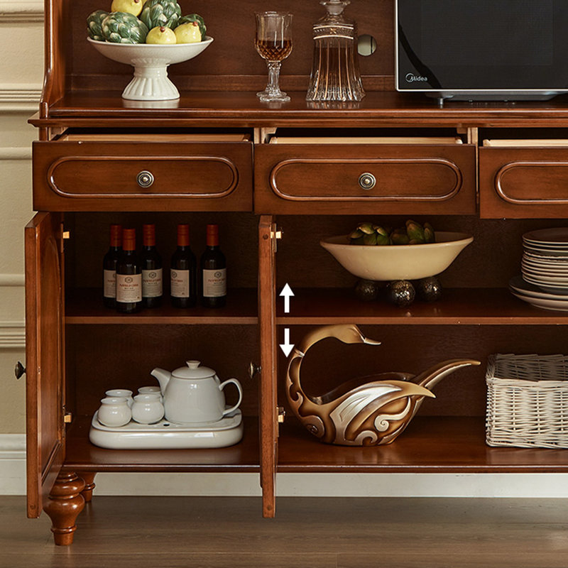 Buffet brun foncé + bois manufacturé + verre, H 70,87 po x l 51,18 po x P 15,75 po