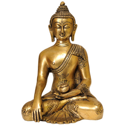 8" Handmade Brass Buddha Statue Bhumisparsha Earth Witness Mudra - Tabletop Meditation Decor Golden Finish Spiritual Accent Made in India