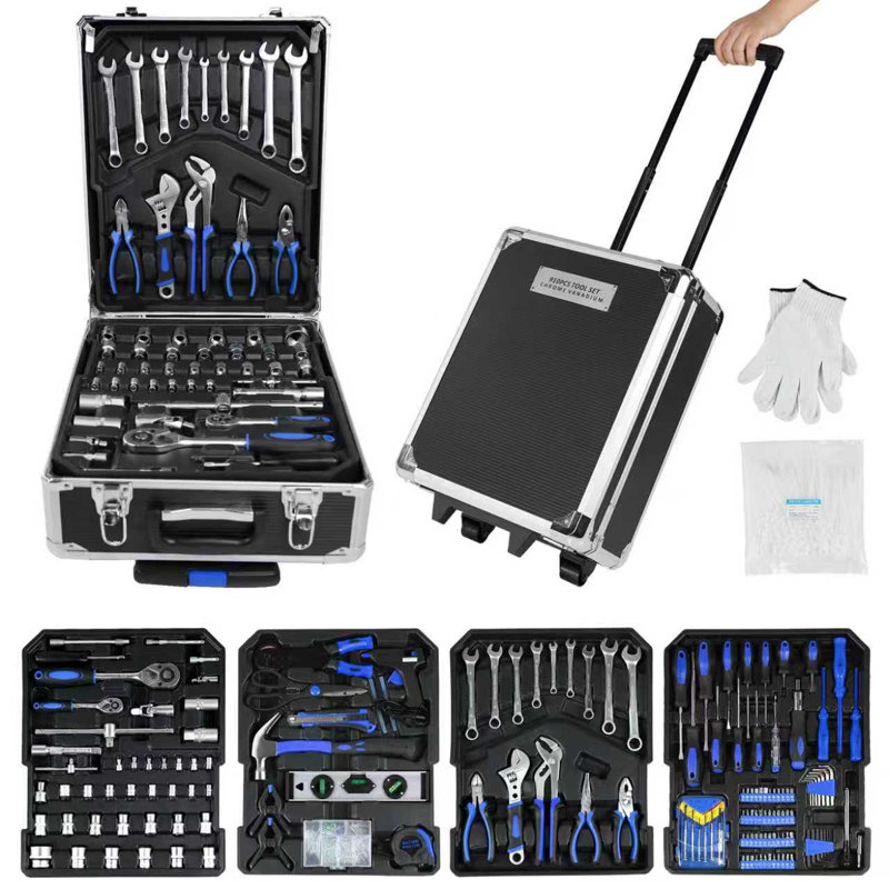 Ensemble de 9 trousses à outils 910 pièces en aluminium