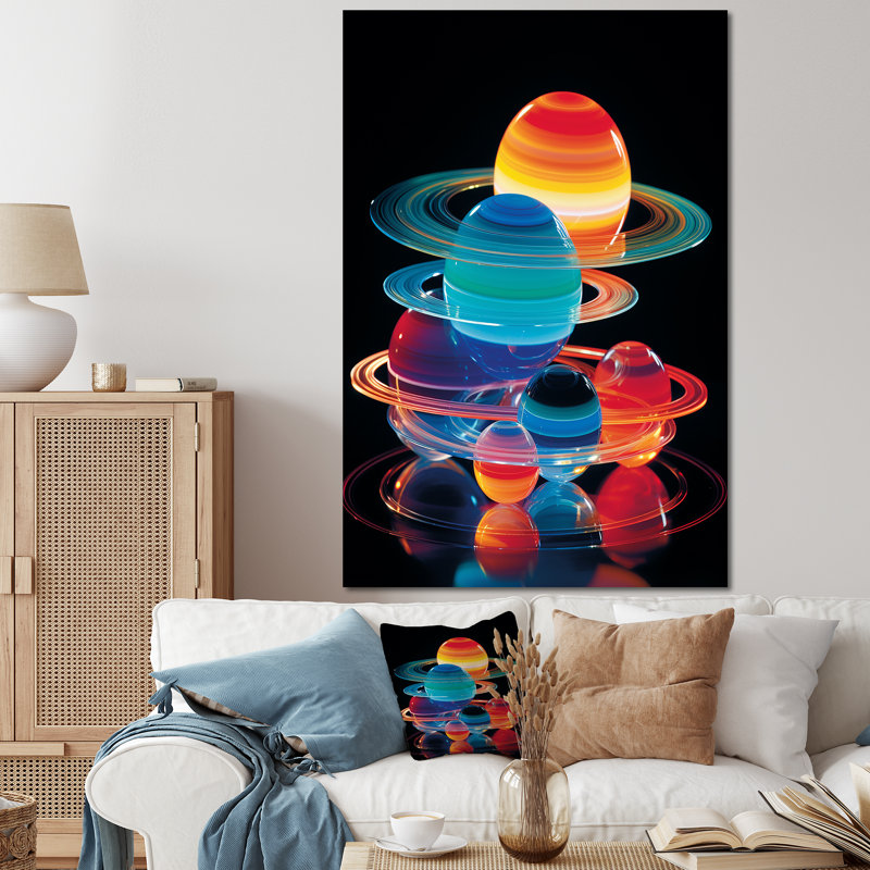 Planète saturne cosmique - Art mural, Toile tendue, H 60 po x l 40 po x P 1,5 po