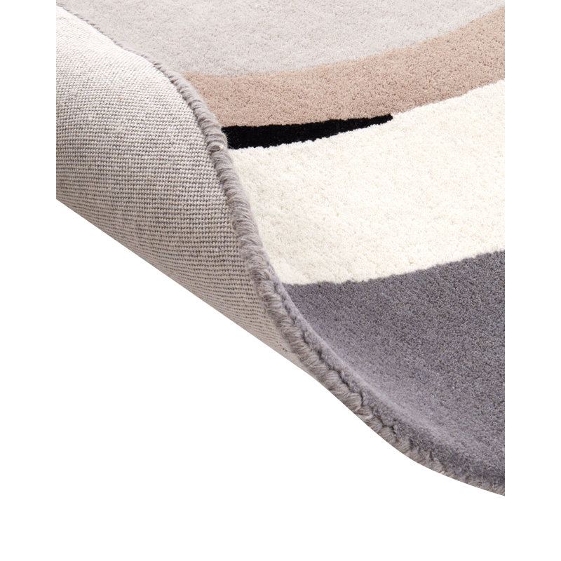 Dauda Round 140 cm x 140 cm Abstract Wool Hand Tufted Area Rug