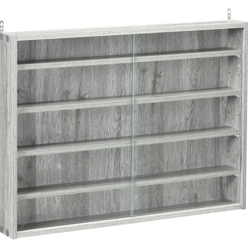 Présentoir à 5 tablettes réglables, gris - parfait pour exposer des objets de collection et du verre mettant en vedette des figurines