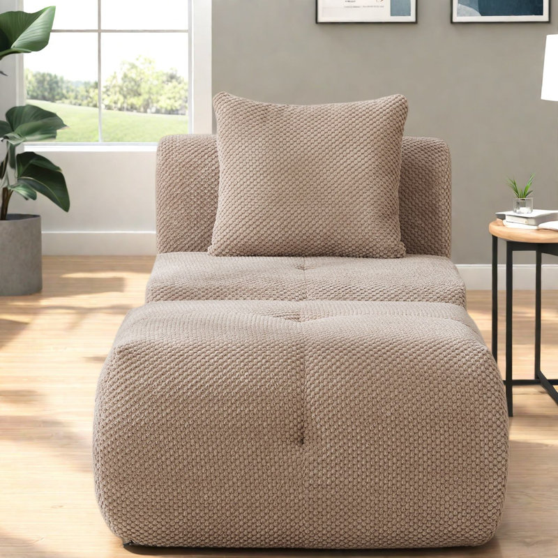 Fauteuils d'appoint infonuagiques sans accoudoirs avec repose-pieds, polyester taupe, style moderne pour la maison