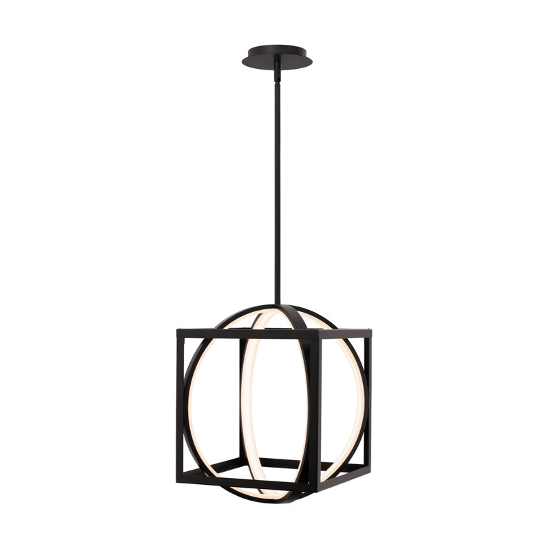 1 - Light Black LED Geometric Pendant, 17" H x 12.63" W x 12.63" D