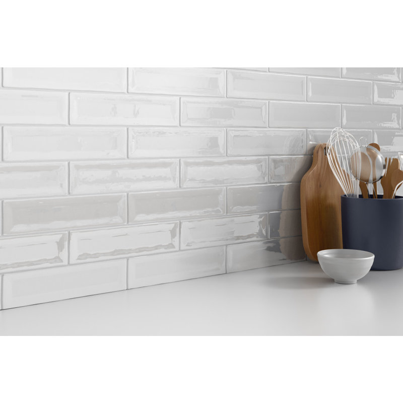Raku Charcoal 3 in. x 12 in. Glossy Ceramic Wall Tile (6.05 sq. ft./Case), White