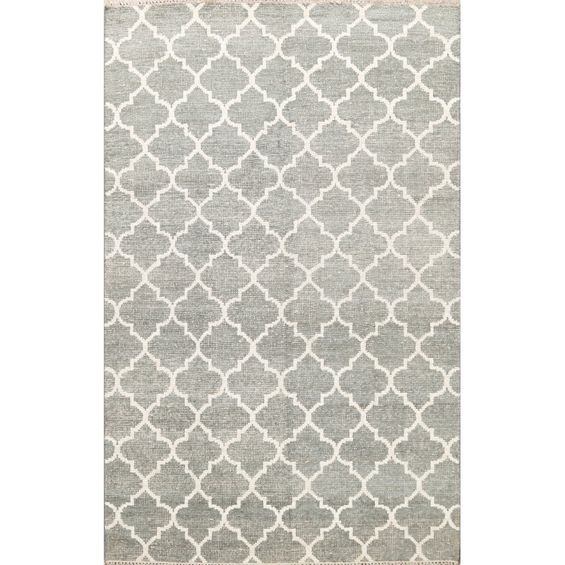 Tapis décoratif en laine de conception unique 5 pi 7 po x 8 pi noué à la main New Age