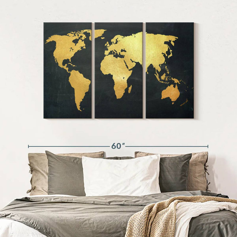 «Adventure Awaits World Map», reproduction sur toile, H 50 po x l 32 po x P 1,25 po
