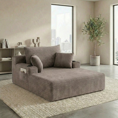 47" Boneless Chaise Lounge Chair Indoor — Oversized Cloud-Like Cozy Comfy Modular 3-in-1 Sofa Bed for Reading, Living Room & Bedroom Corduroy Couch Sleeper