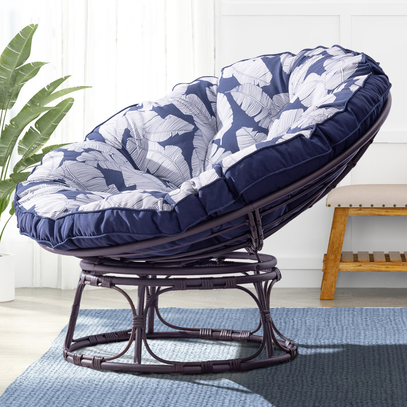 Maysen Swivel Wicker Outdoor Lounge Chair, Blue