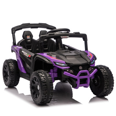 24V Kids Ride On UTV W / 2,4G PC, 80W * 2, suspension à quatre roues, barre anti-collision, châssis haut et roues antidérapantes, Bluetooth et musique, offrent une vitesse de 1,86 à 3,11Mph pour les enfants de 3 ans -5