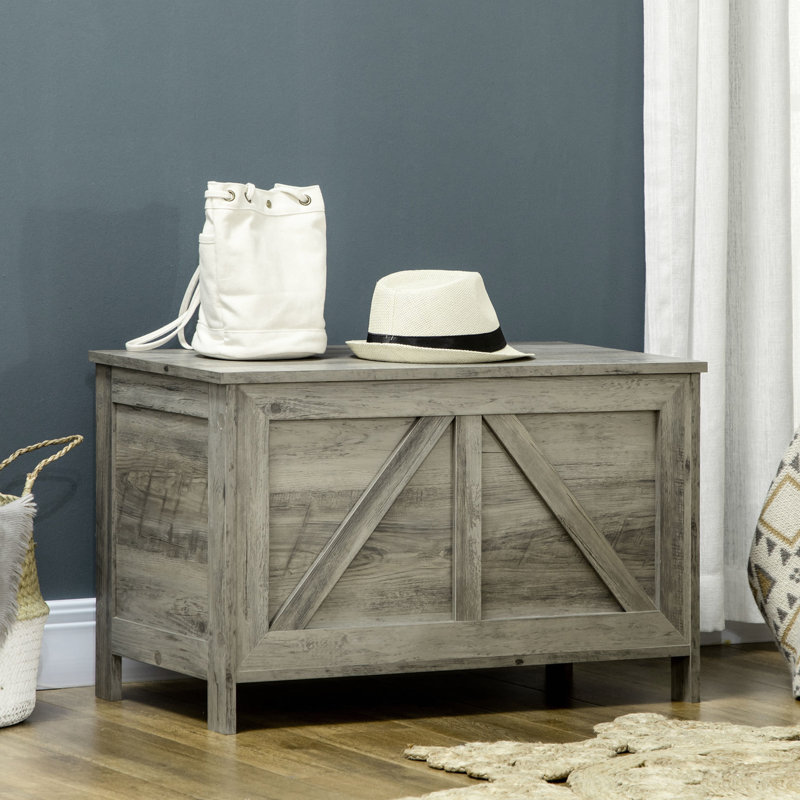 Appeal 30" Grey Storage Box With Hinge - Lift Top Organizer For Bedroom, Entryway, Living Area