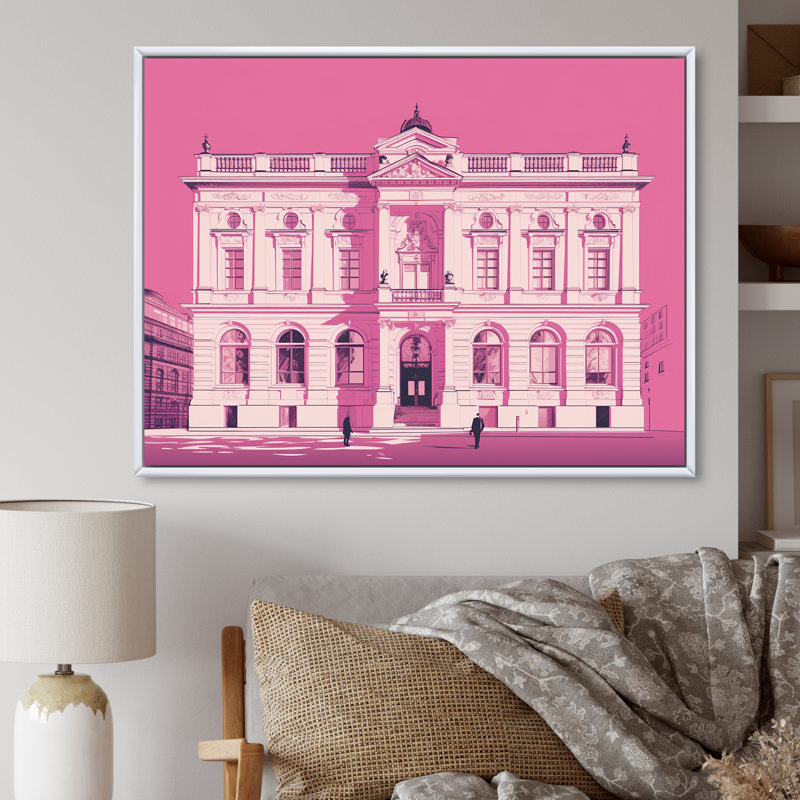 «Blue Blueprint of Classical London I», reproduction sur toile, 24" H x 32" W, Cadre flottant blanc