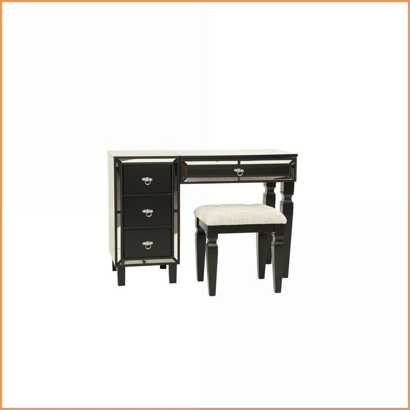 Ensemble de meuble-lavabo de chambre à coucher avec tabouret et miroir pliant vert pomme | Moderne | Pin, Noir