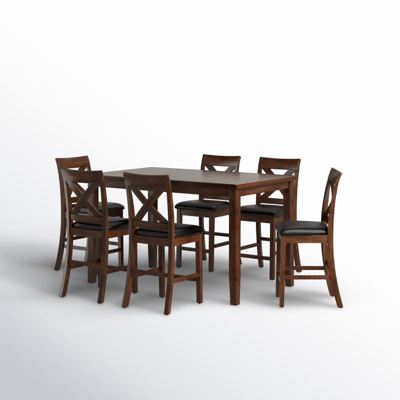 Ketron 6-Piece Counter Height Dining Set w/ Upholstered Seats, Brown