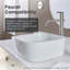 Gerber Cymira 16 po Lavabo de salle de bain doux carré, lavabo en céramique en argile réfractaire émaillée blanche au-dessus du comptoir, cuve d'évier moderne transitionnelle