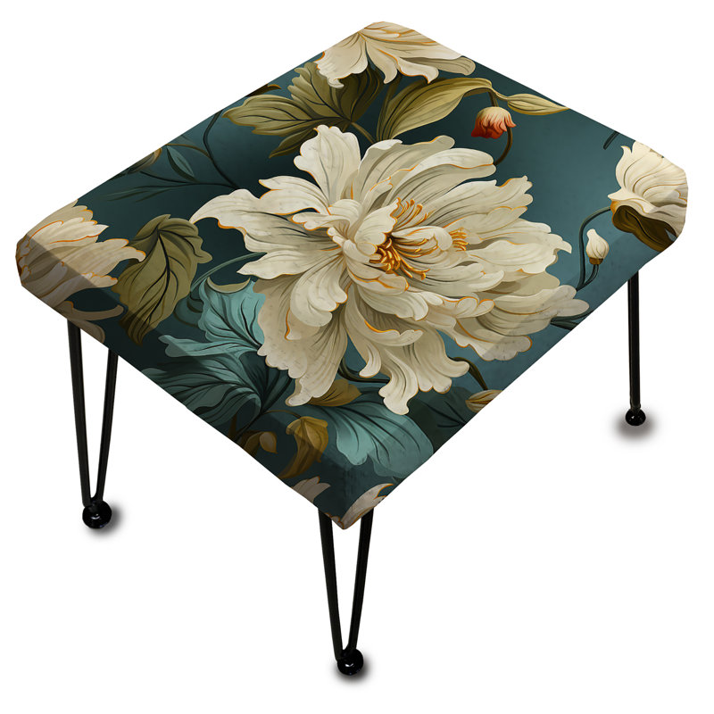 Baroque Green Damask Flower Legacy - Damask Rectangle Ottoman