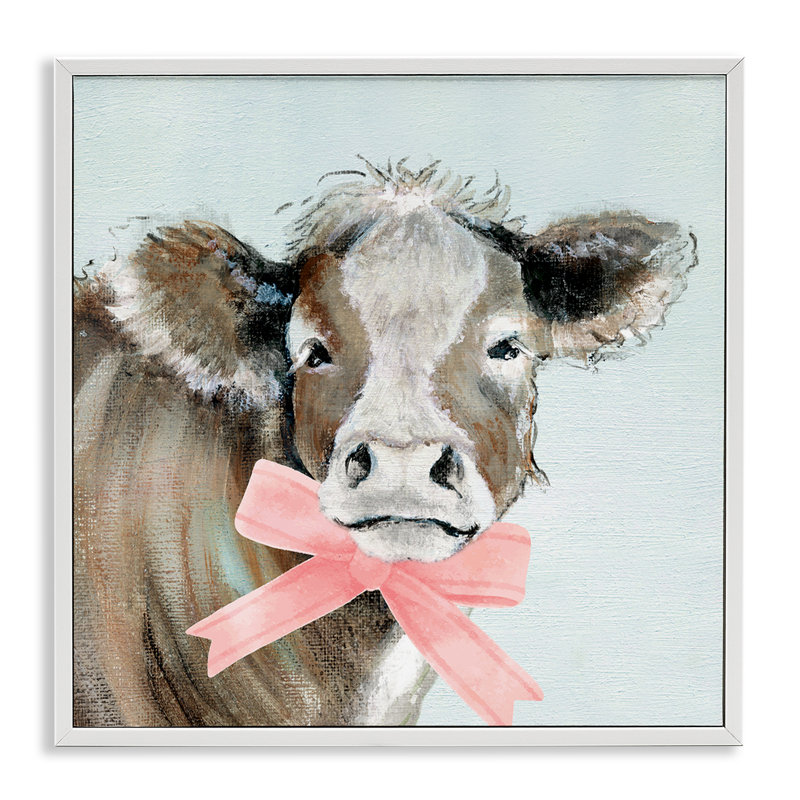 Vache avec ruban pastel, estampe numérique, design par Janet Tava, H 17 po x l 17 po