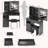 Vanity Table with Sliding LED Mirror, Power Outlet, and Stool-461965887