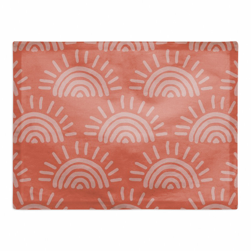 Akea Cotton No Pattern Rectangle Placemat, Pink