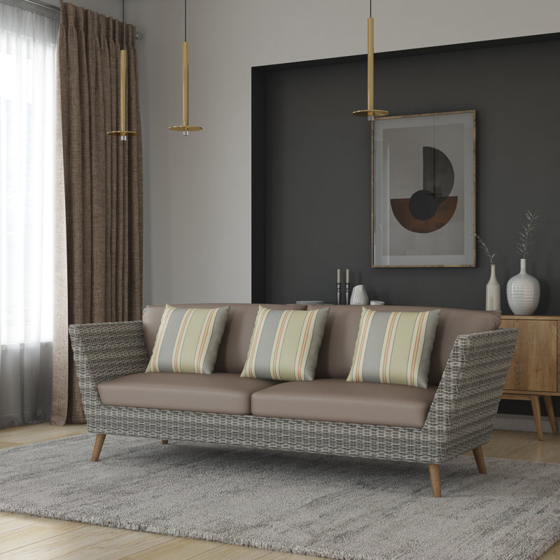 Canapé intérieur en résine tressée avec coussins - 3 places