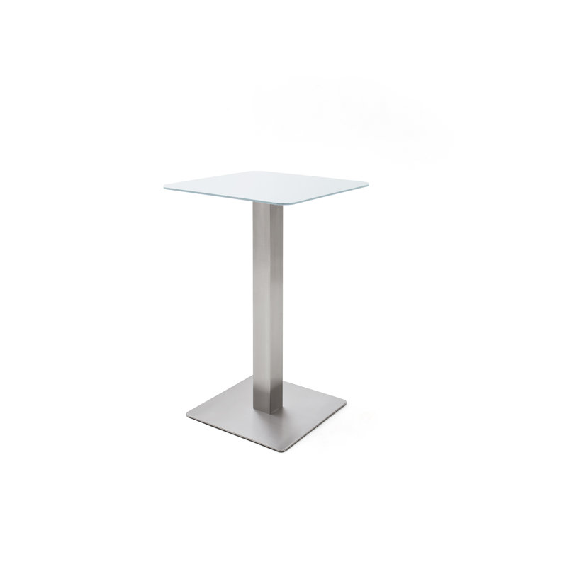 Michaella Glass Top Metal Base Dining Table, Pure white matt
