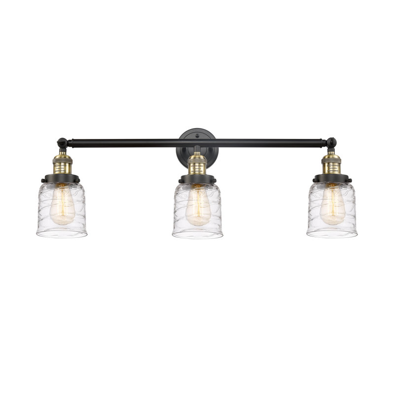 Barre d'éclairage de salle de bain à 3 lumières à intensité variable, Laiton antique noir