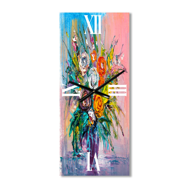 Horloge murale Bouquet de fleurs éclatantes, Grand