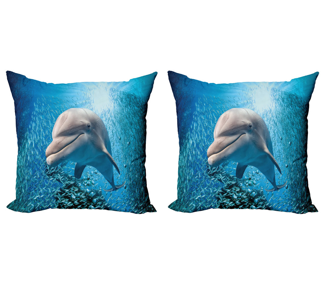 Dekokissen Kissenbezug, Dolphin in Ocean Marine, Fisch, Blau grau