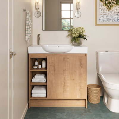 Amanda 30'' Freestanding Bathroom Vanity with Ceramic Sink & Soft-Close Door