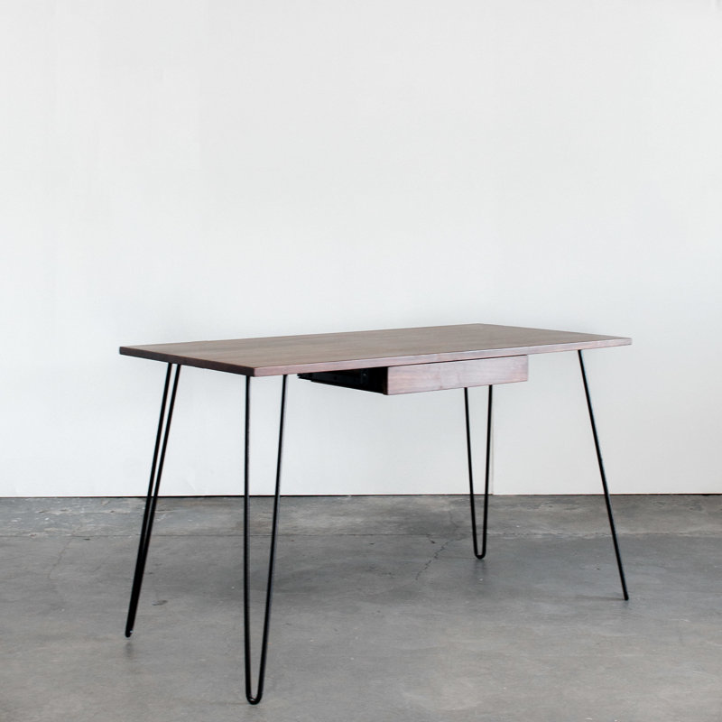 Mayo Solid Wood Steel Writing Desk, Classic Walnut