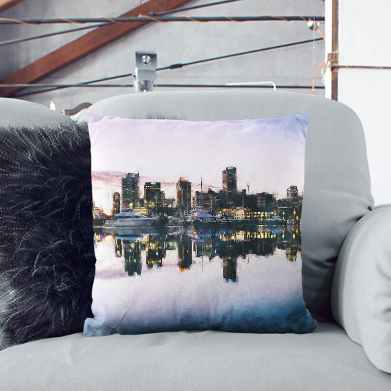 Square Cushion, 40cm H x 40cm W x 15cm D, Blue/Purple