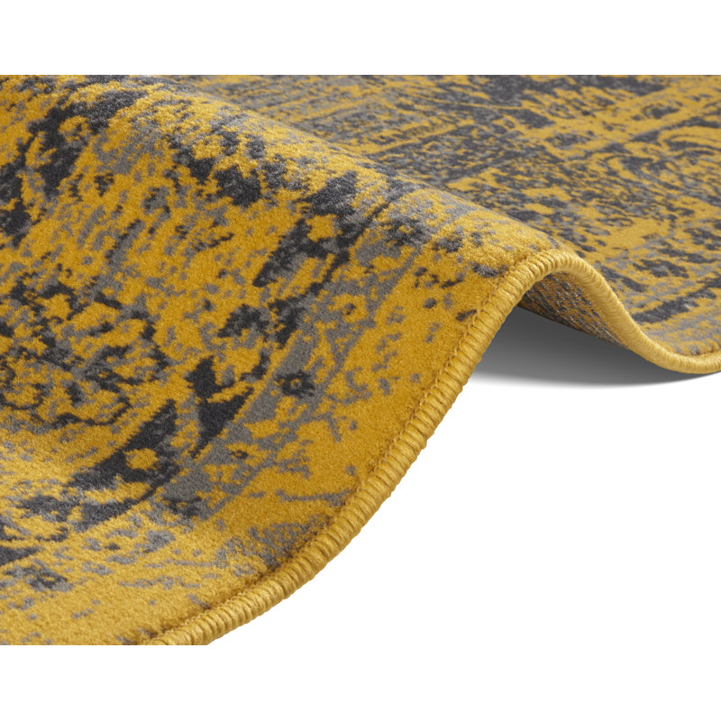 Celebration Plume Flatweave Yellow/Grey Rug, Rectangle 160 x 230cm