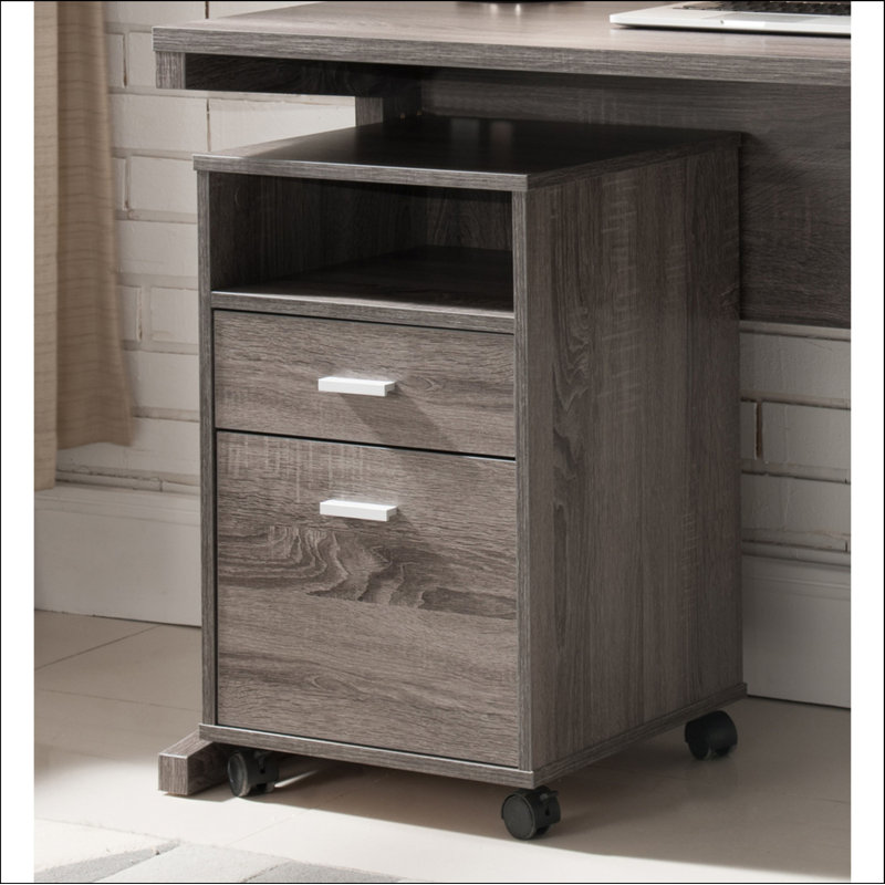 15'' Wide 2 -Drawer Mobile File Cabinet, Gray