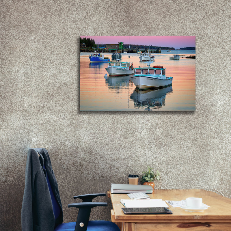 «Reflections At Dusk In Bernard Harbor» par Rick Berk, art mural sur toile