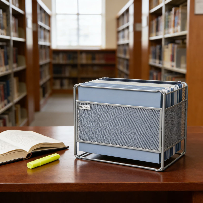 Organisateur de dossiers suspendus en maille métallique pour le rangement de bureau, porte-documents moderne de format lettre avec assemblage facile, conception en maille durable