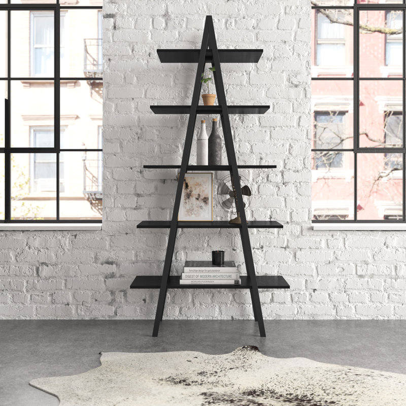 Bibliothèque en métal B 72 "x l 36" Biddulph, Chêne noir