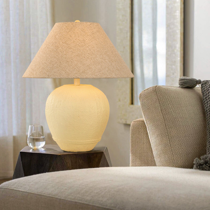 Kula 21.65" H Ceramic Table Lamp, Cream White, 21.65" H x 17.99" W x 17.99" D