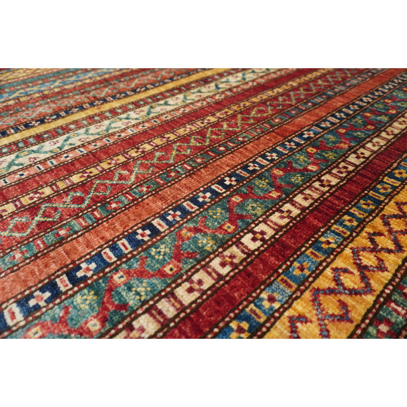 Aryana Wool Striped Area Rug in Red