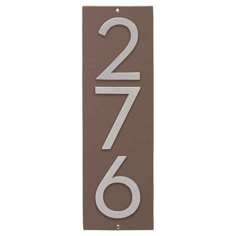 Plaque d’adresse murale flottante linéaire, Sable, Aluminium brossé, Oui