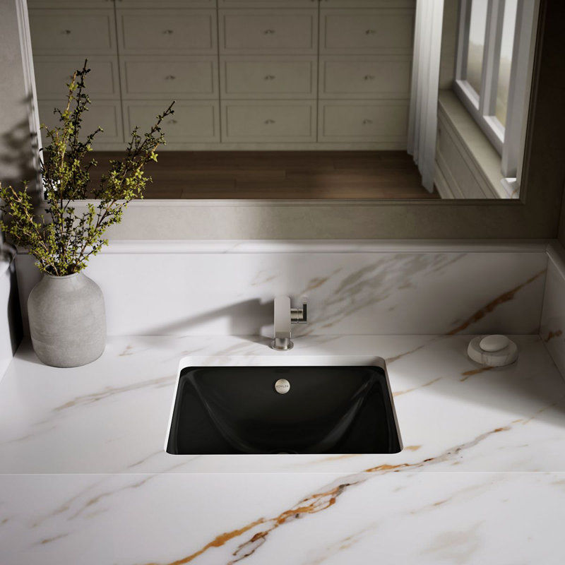 Iron Plains Dual-Mount Bathroom Sink, Black Black