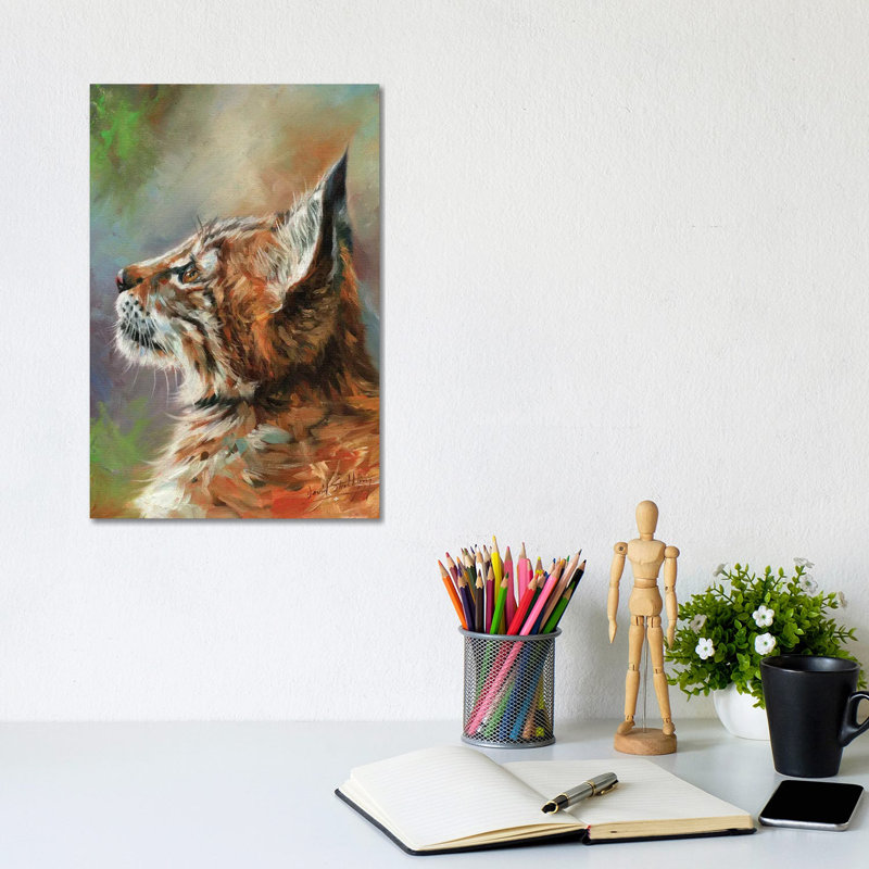 Lynx Wild Cat by David Stribbling - Wrapped Canvas Painting, 20.32 cm H x 30.48 cm W