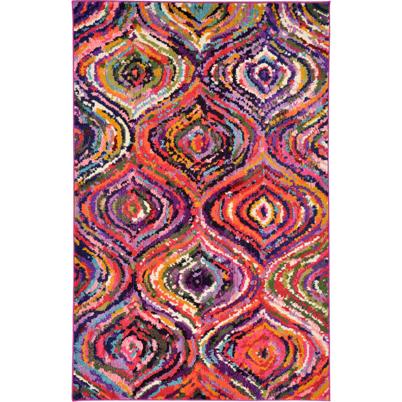 Eddins Washable Ikat Indoor Rug, Rectangle 6'1" x 9'