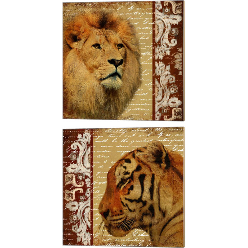 «Safari Script» par Patricia Pinto, art sur toile (ensemble de 2)