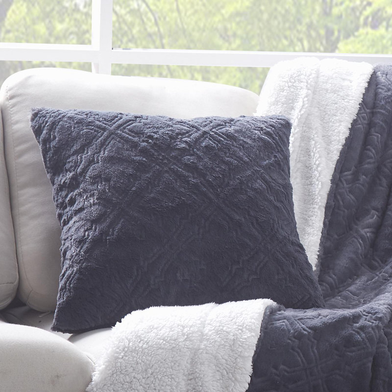 Faux Fur Pillow Cover, Blue