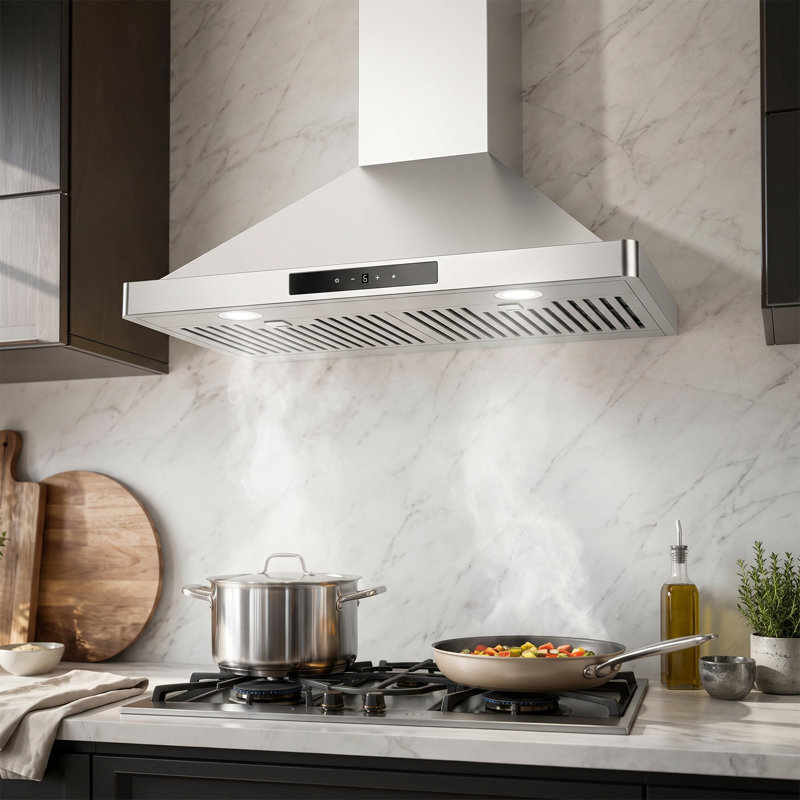 Hotte murale de 76 cm (30 po), hotte de cuisine à conduit à 6 vitesses avec éclairage DEL et filtres lavables en acier inoxydable