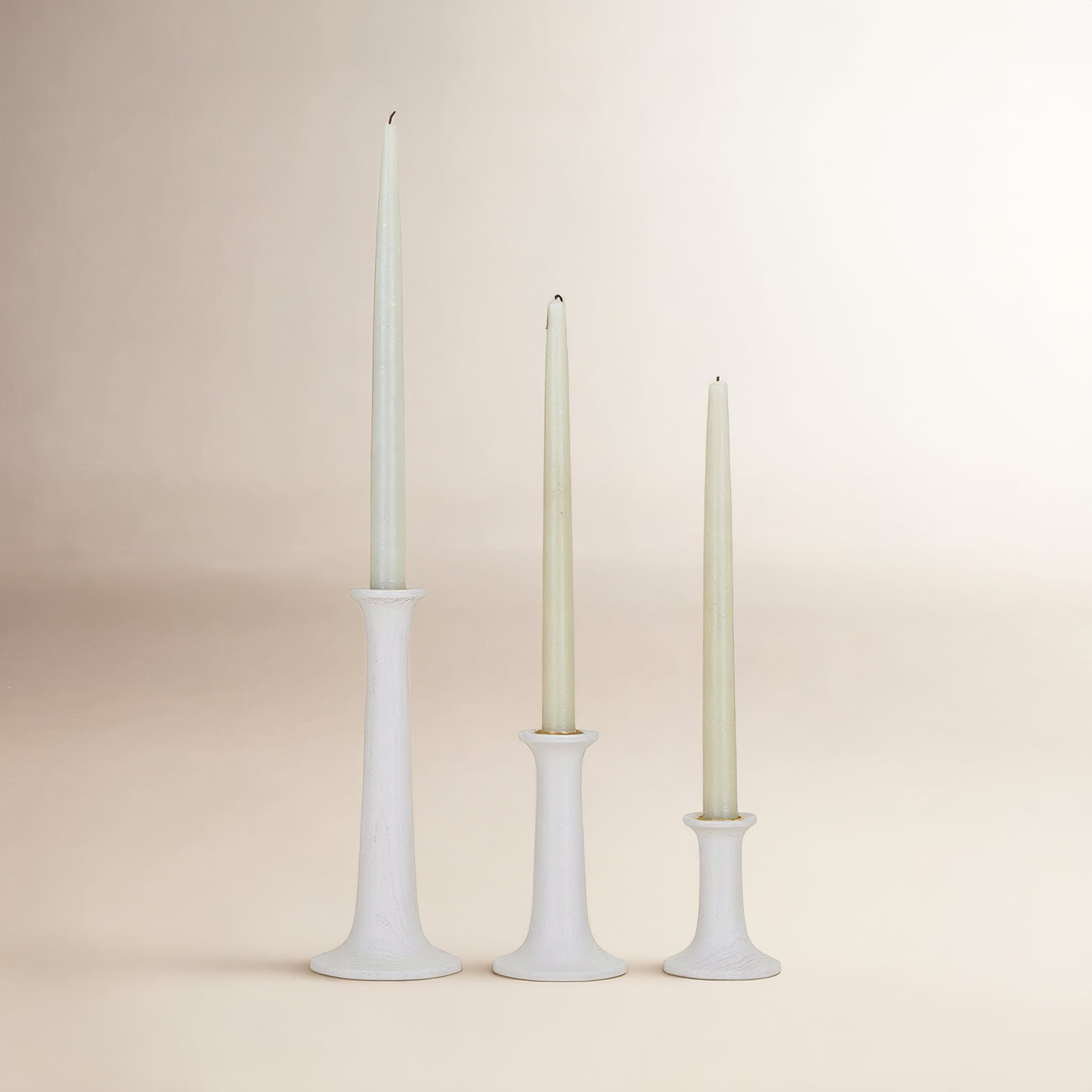 Simple Solid Wood Candlestick, 5.5" H x 3.5" W x 3.5" D, Gray