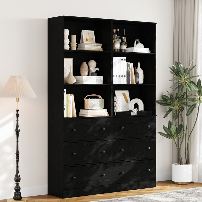 70.9'' H Book Cabinet Storage Bookcase Set, Black
