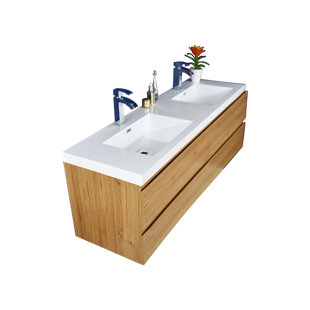 Bobijo 83'' Double Bathroom Vanity with Plastic Top