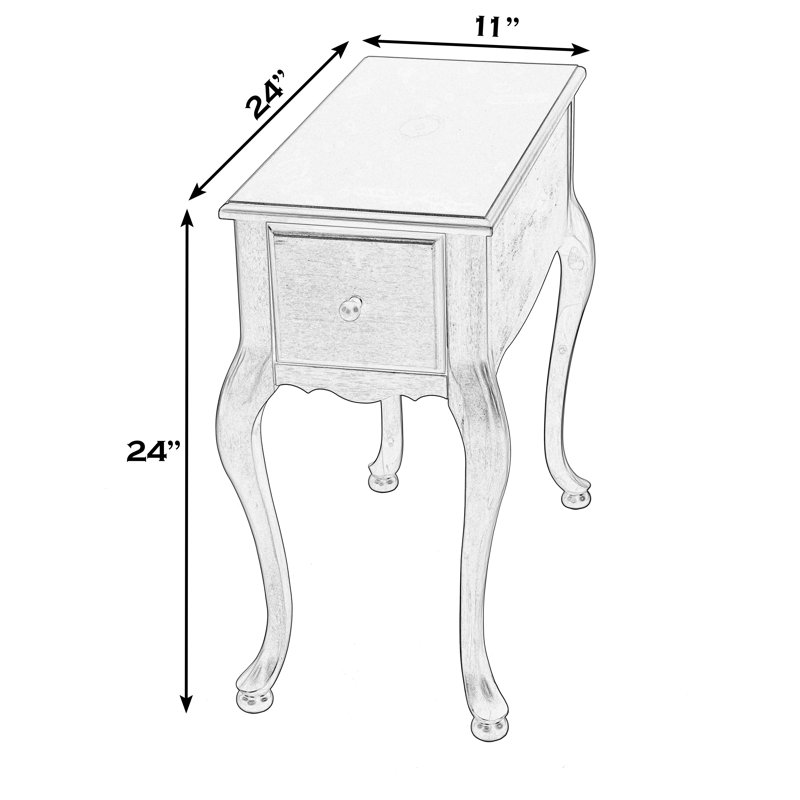 Skylar 11 in. W Rectangular Wood 1 Drawer End Table, Brown
