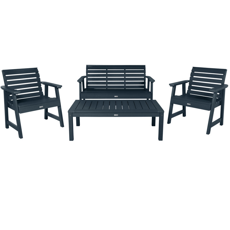 Anette 4 - Person Patio Conversation Set, Federal Blue